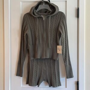 Orange Kiss Womens Set Hooded Sweater Hoodie Shorts XL Comfort‎ Relax Loungewear